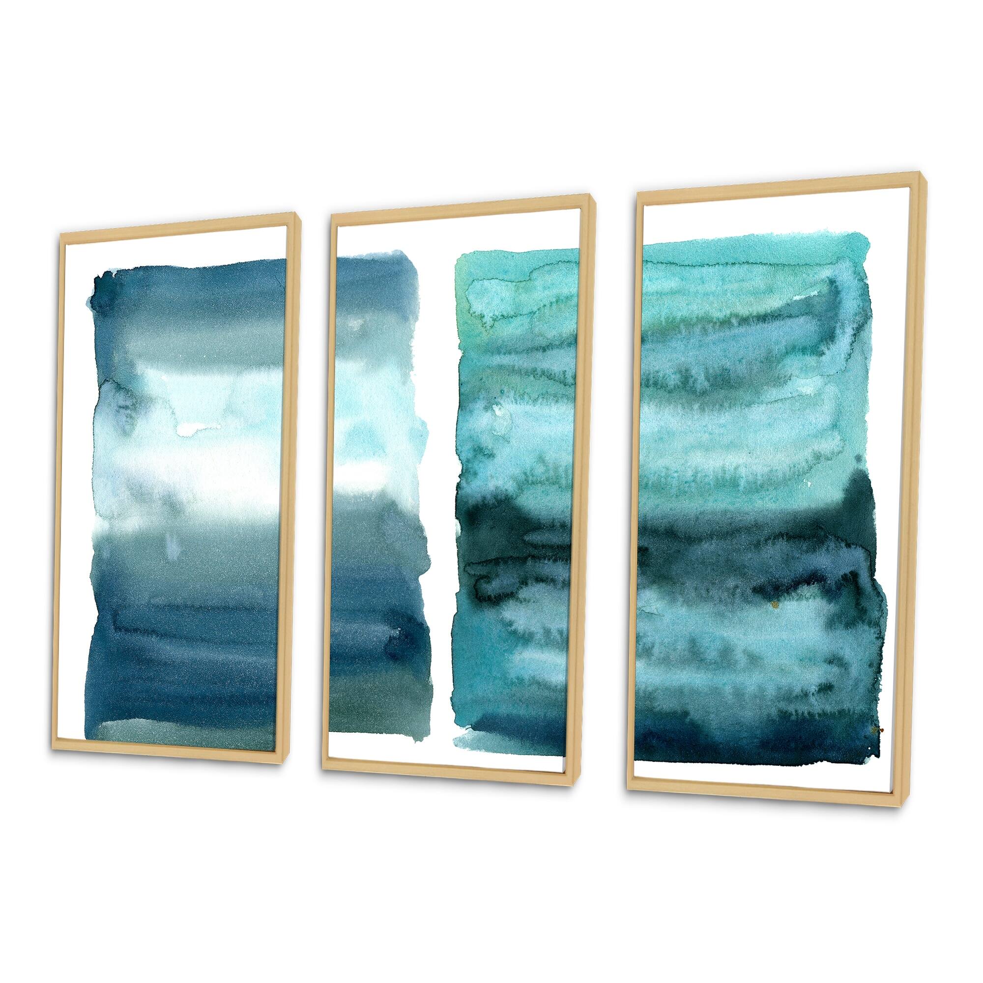 Designart "Ocean Blue Aquatic Abstract Impression II" Modern Framed