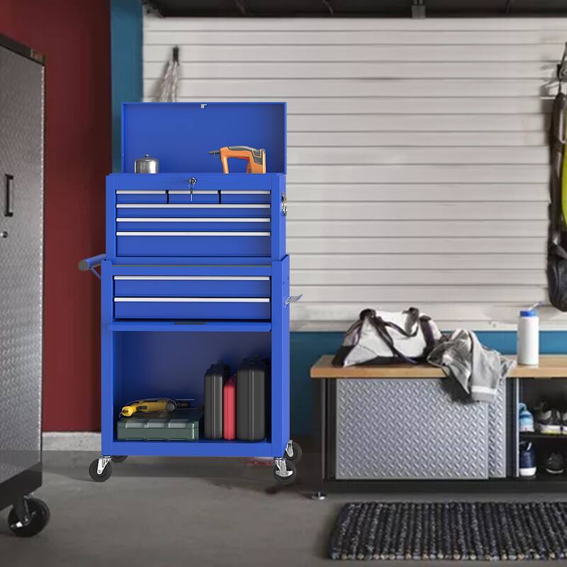 8-Drawer Rolling Tool Chest & Removable Tool Box Organizer with Lock