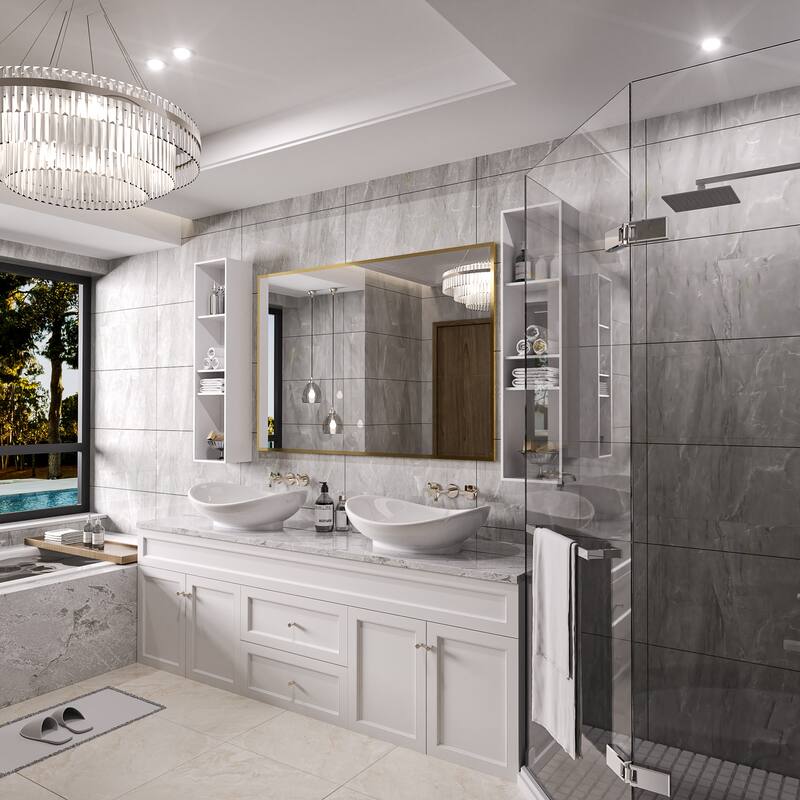 QuivaraView Wall Mounted Aluminum Frame Bathroom Vanity Mirror