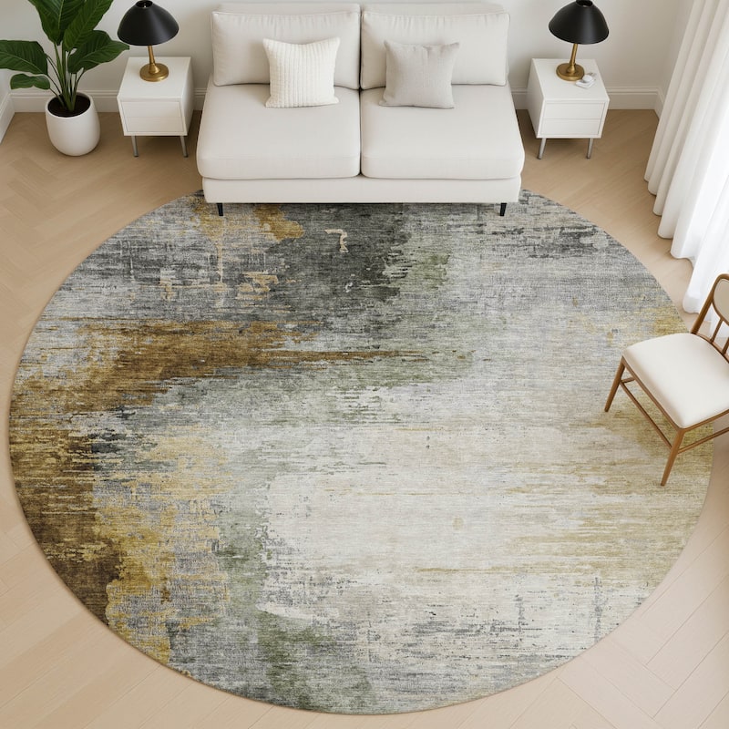 Premium Washable Super Soft Abstract Soid Mayfield Rug - Chocolate - 8' x 8'