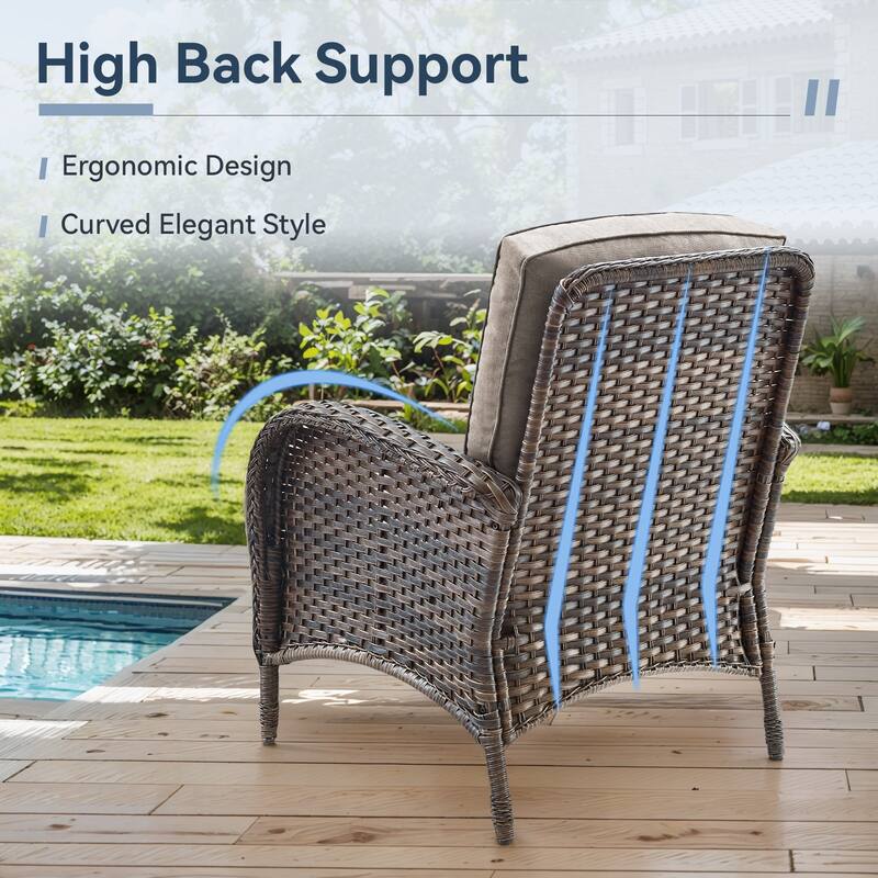 Gymojoy Stylish High Back Outdoor Wicker Dining Chairs Set of 2