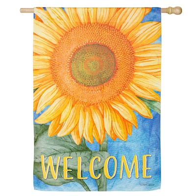 Welcome Sunflower Suede House Flag
