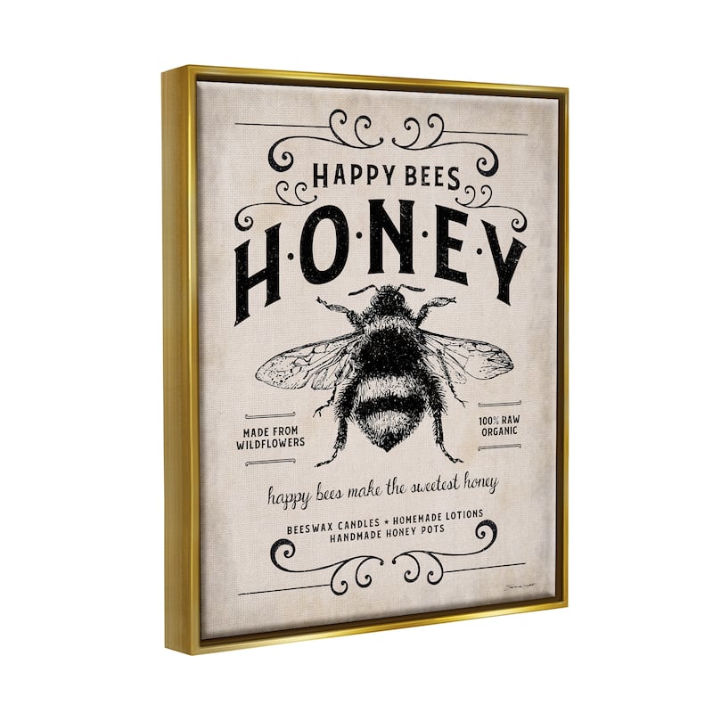Stupell Honey Bee Rustic Farm Textured Word Design Floater Frame - Beige