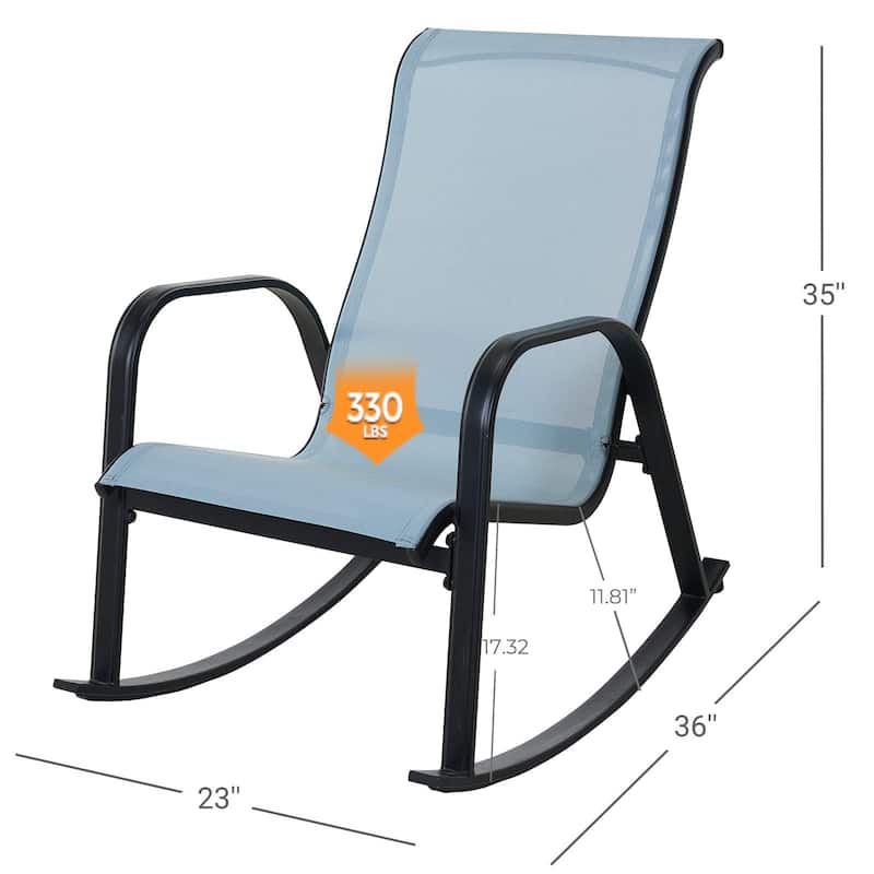 Outdoor Rocking Chair, Steel Rocker Seating Outside for Front Porch, Garden, Patio, Backyard