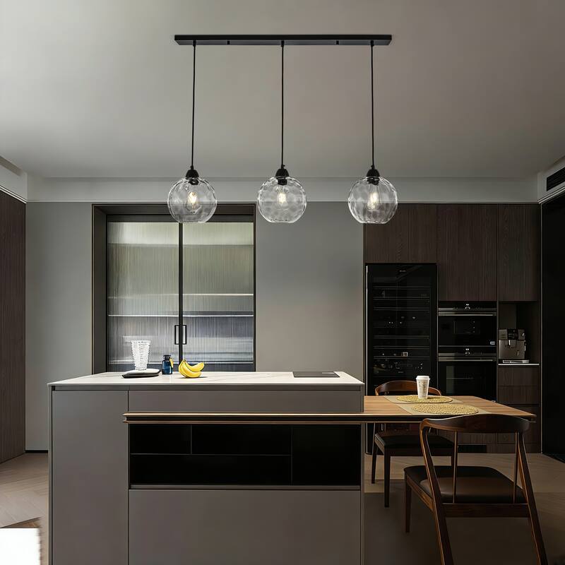 Modern Textured Glass Globe Pendant Light - Matte Black