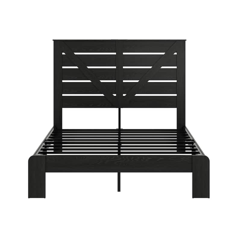 Queen Bed Frame Headboard,Wood Platform Bed Frame,No Box Spring Needed and Easy Assembly Tool,Large Under Bed Storage