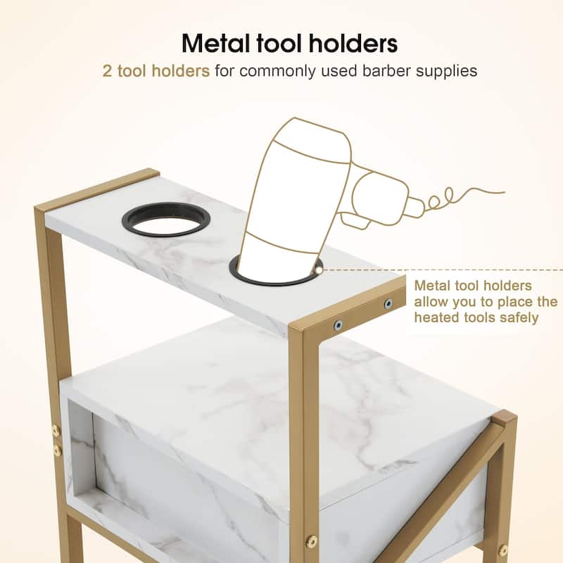Marbled Board Trolley with Wheels Rolling Cart for Storage 2042 - 15.7*38.2*11.8