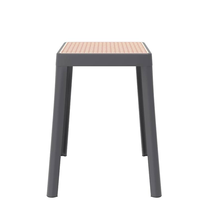 Tresse Modern Stackable Dining Stool with Wicker Seat for Dining Room, Garden, Patio, Indoor or Outdoor Set of 2