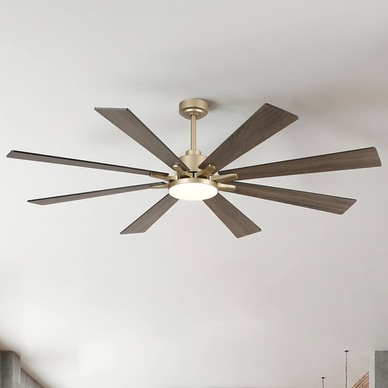 Vaczon 72" Transitional Gold Smart Large Ceiling Fan with Dimmable LED Light and Remote