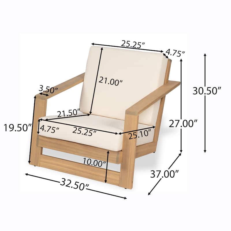 Christopher Knight Home-Lip Acacia Wood Patio Lounge Chair