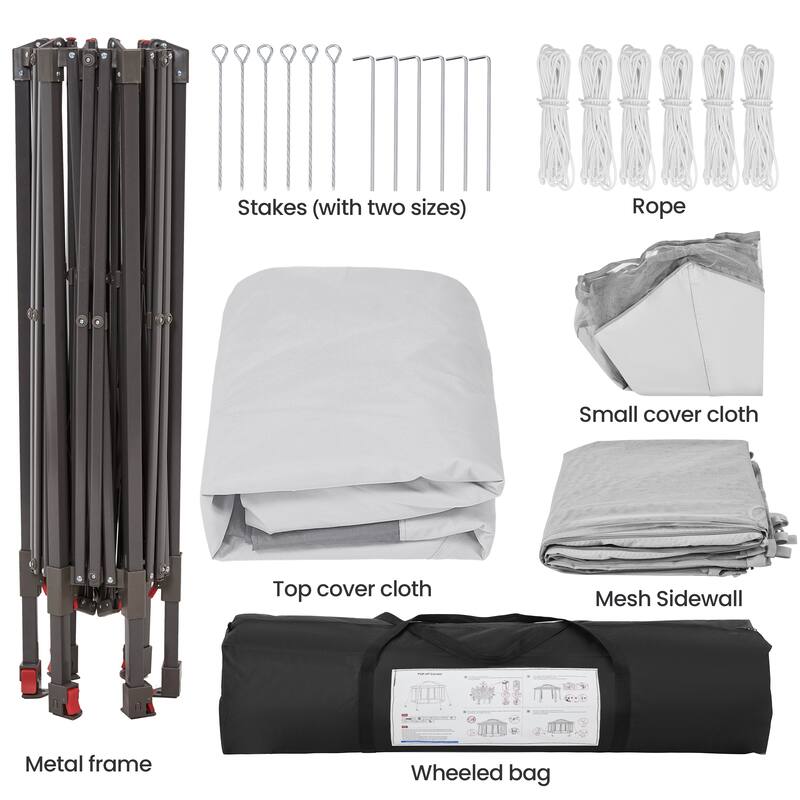 Yaheetech Outdoor Gazebo Pop Up Canopy with Metal Frame Mesh Netting