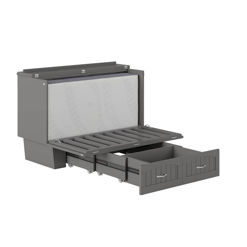 Murphy Bed Chest - Storage Drawer & USB Charger - Space Saving Furniture