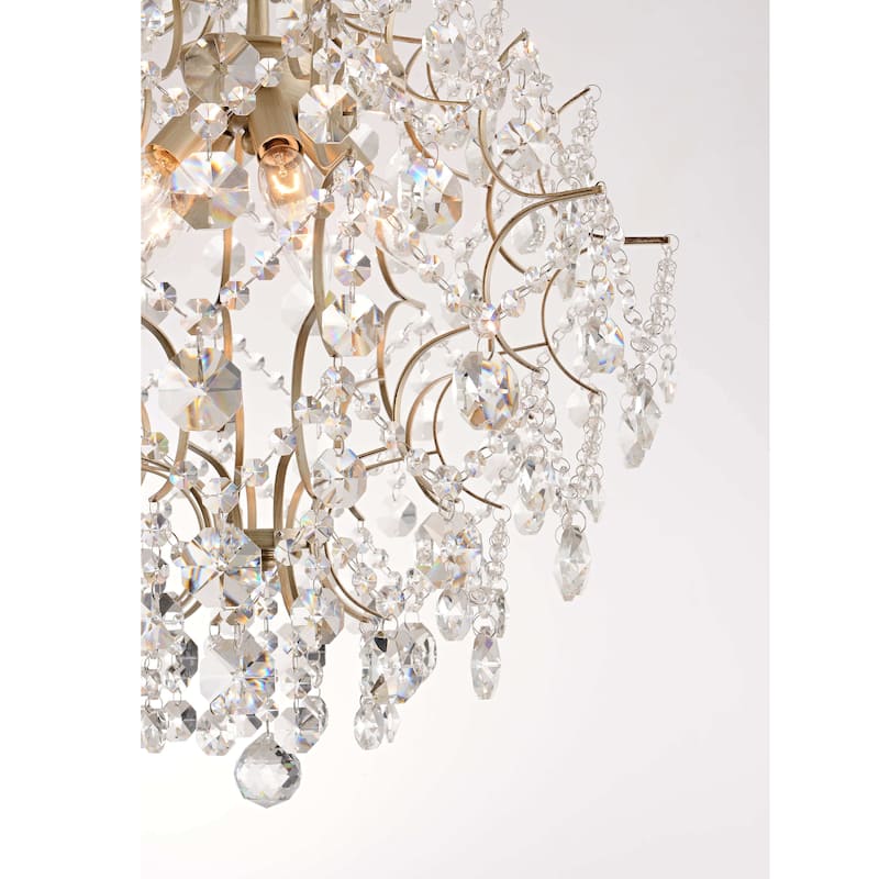 Dalia Brushed Silver-ish Champagne 5-Light Larger Crystal Chandelier - 20 inches W x 21.8 inches H