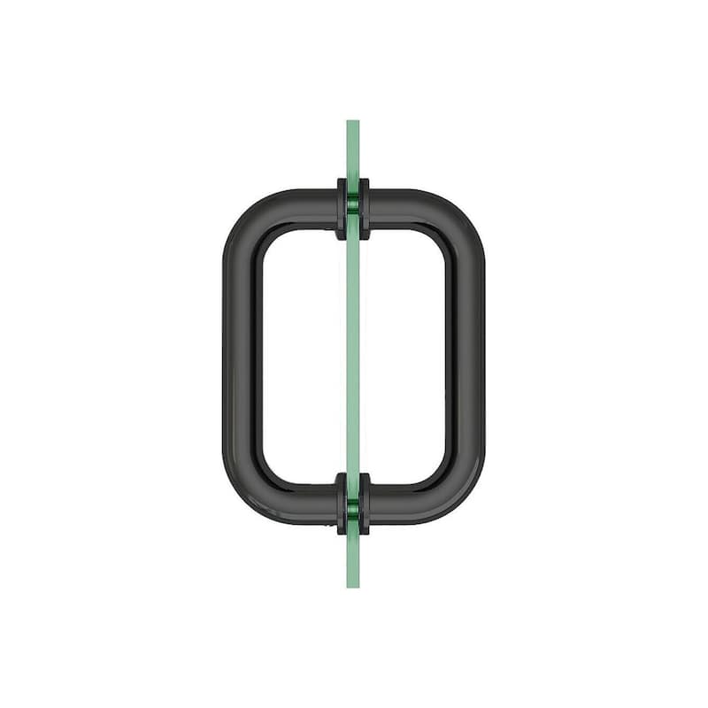 CEL 6"x6" Tubular Stainless Steel Back to Back Shower Door Pull Handle - Matte Black