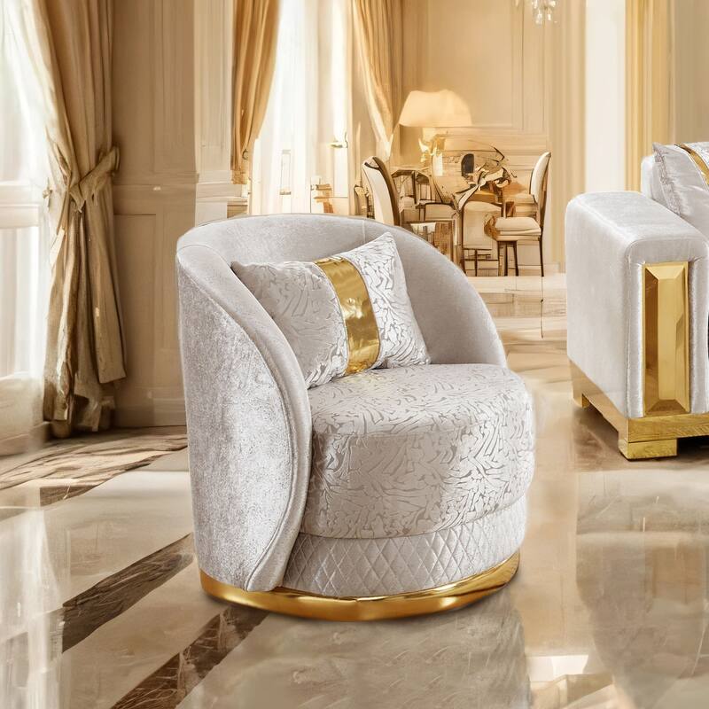 Furniture of America Maxine Glam Upholstered Solid Wood Swivel Chair