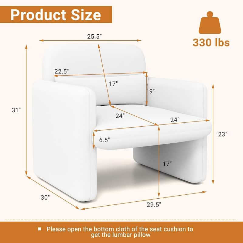 1/2 PCS Modern Accent Chair Chenille Single Sofa Chair w/Deep Seat