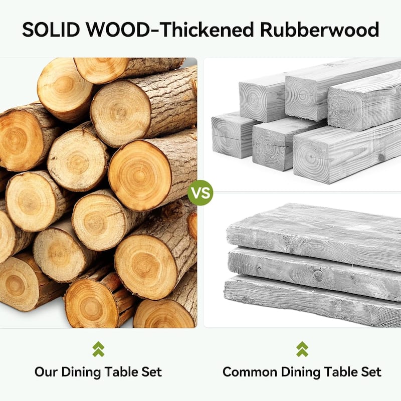 Dining Table Set for 4, 5 Pieces Kitchen Table Set with Solid Wood Legs