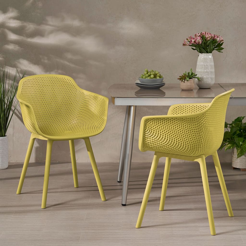 Lotus Outdoor Modern Dining Chairs (Set of 2) by Christopher Knight Home - 24.00" W x 20.50" L x 32.20" H