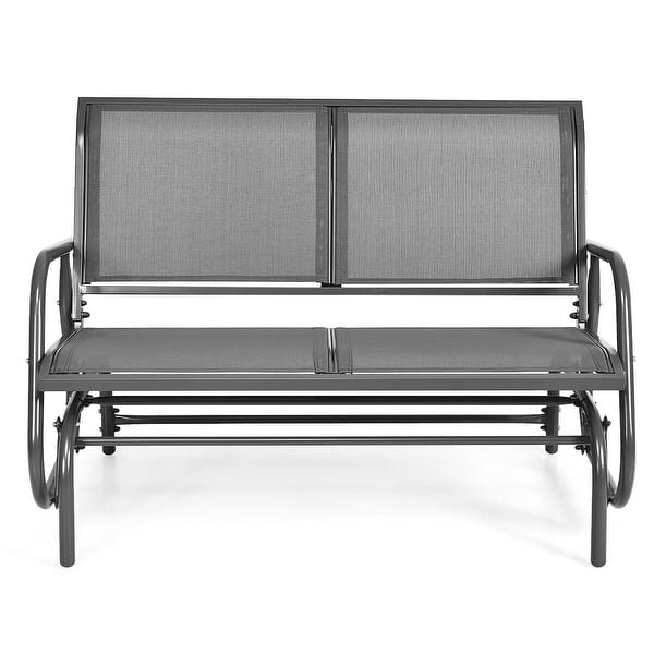 DORTALA 48 Outdoor Patio Swing Glider Bench Chair Loveseat Rocker Lounge Backyard Grey
