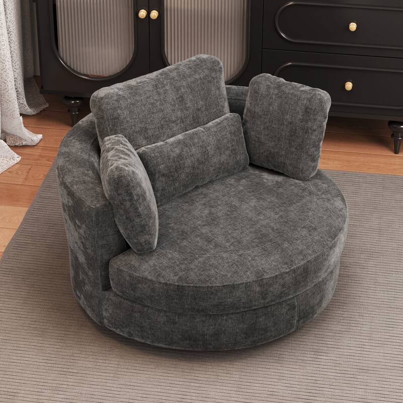 50.2"W Accent Barrel Chair,360° Swivel Club Chair with Metal Base