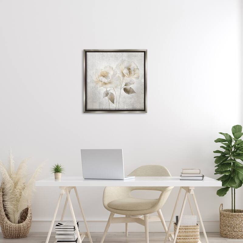 Stupell Contemporary Muted Blossoms Framed Floater Canvas Wall Art Design By Irene Weisz