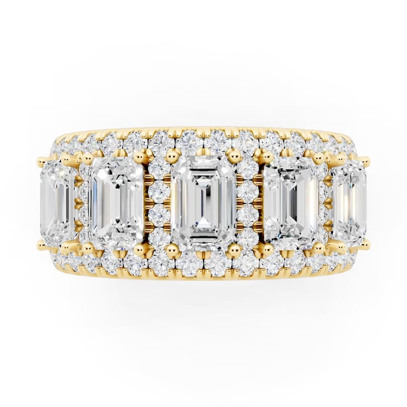 Auriya 14k Gold 3 1/2ctw Emerald Lab Grown Diamond Anniversary Ring (E-F VS)