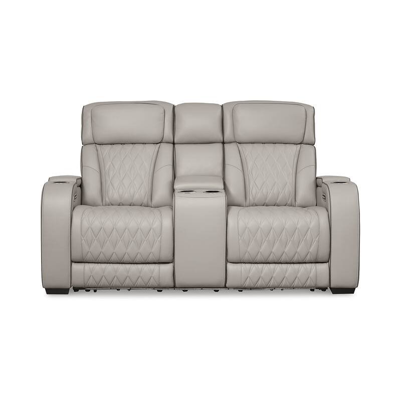 Signature Design by Ashley Boyington Gray Power Reclining Loveseat with Console - 75"W x 40"D x 44"H
