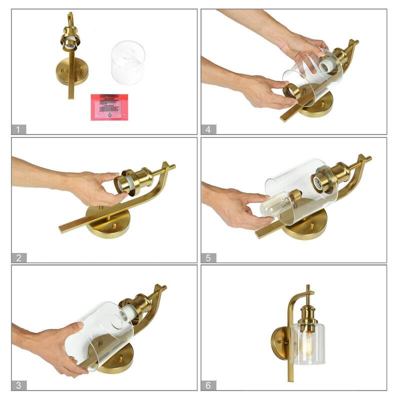 Oriva Modern 1-Light Gold Wall Sconce Cylinder Glass Bathroom Vanity Light - Brushed Electroplated Copper - W4.5"xD7.5"xH12.5"