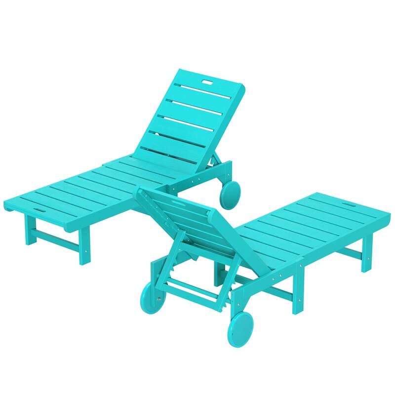 Set of 2 HDPS All Weather Outdoor Chaise Loung Chairs with Adjustable Backrest