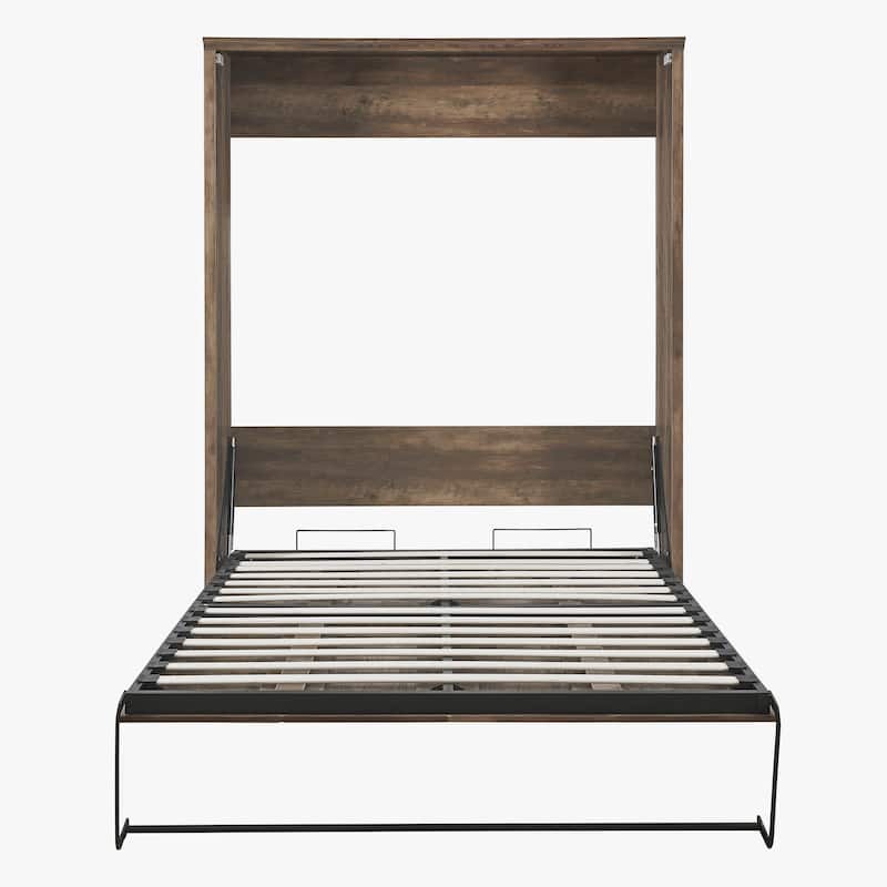 Full Size Half Self-Close and Open Murphy Bed Cabinet Space-Saving Bed Perfect for Guest Room