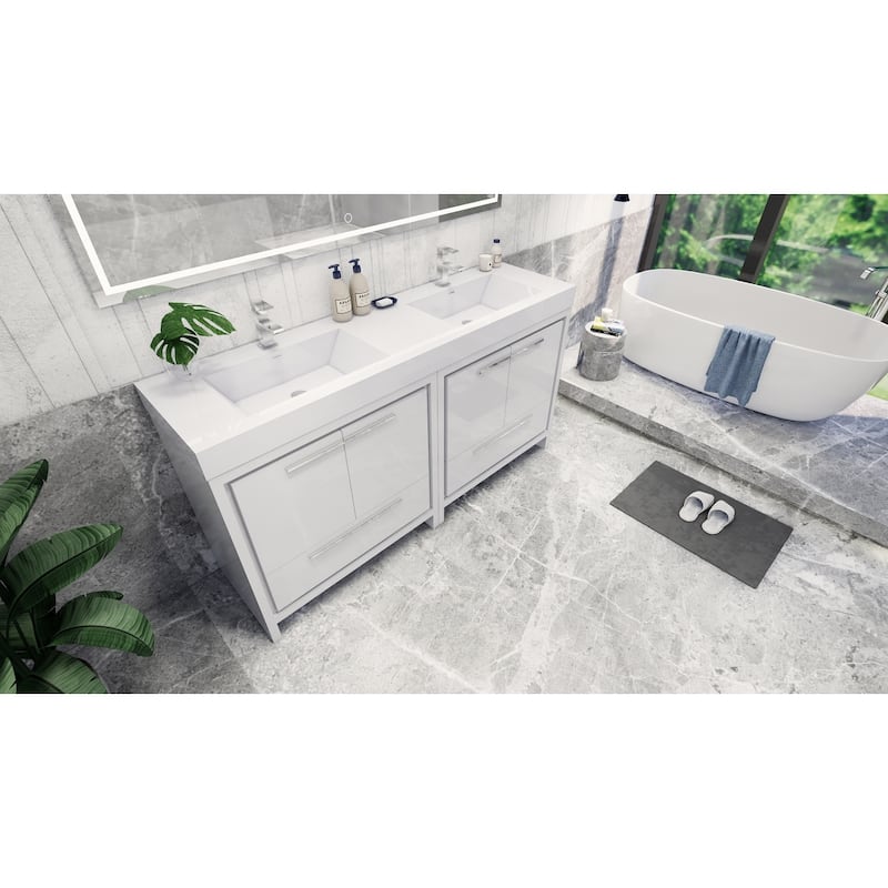 Dove 72'' Freestanding Vanity with Double Reinforced Acrylic Sink