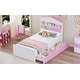 preview thumbnail 14 of 28, House-Shaped Twin Bed with Headboard Shelf & Storage Drawers, Wooden Frame, Pink
