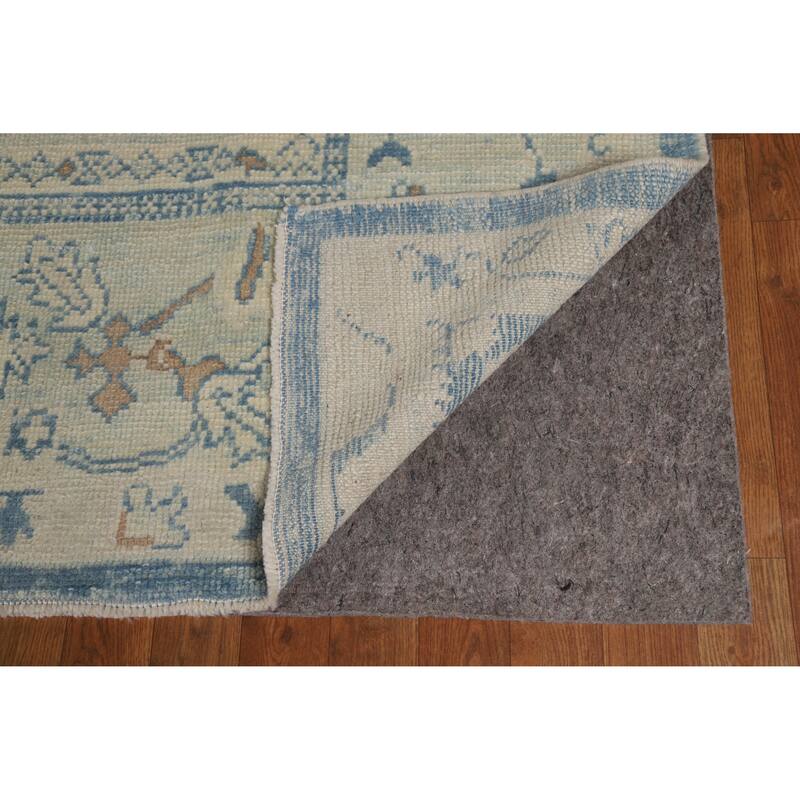 Hand Knotted Oriental 100% Wool Carpet Transitional All-Over Navy Blue & Blues Oushak Area Rug - 12' 5'' X 9' 9''