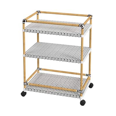 Tobias Outdoor Rattan and Metal 3- Tier Rattan Bar Cart