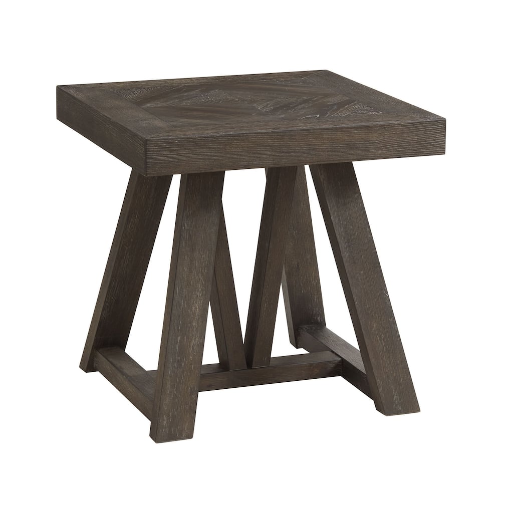 Hearst 24" Wide End Table with Trestle-styled Base, Reclaimed Chevron