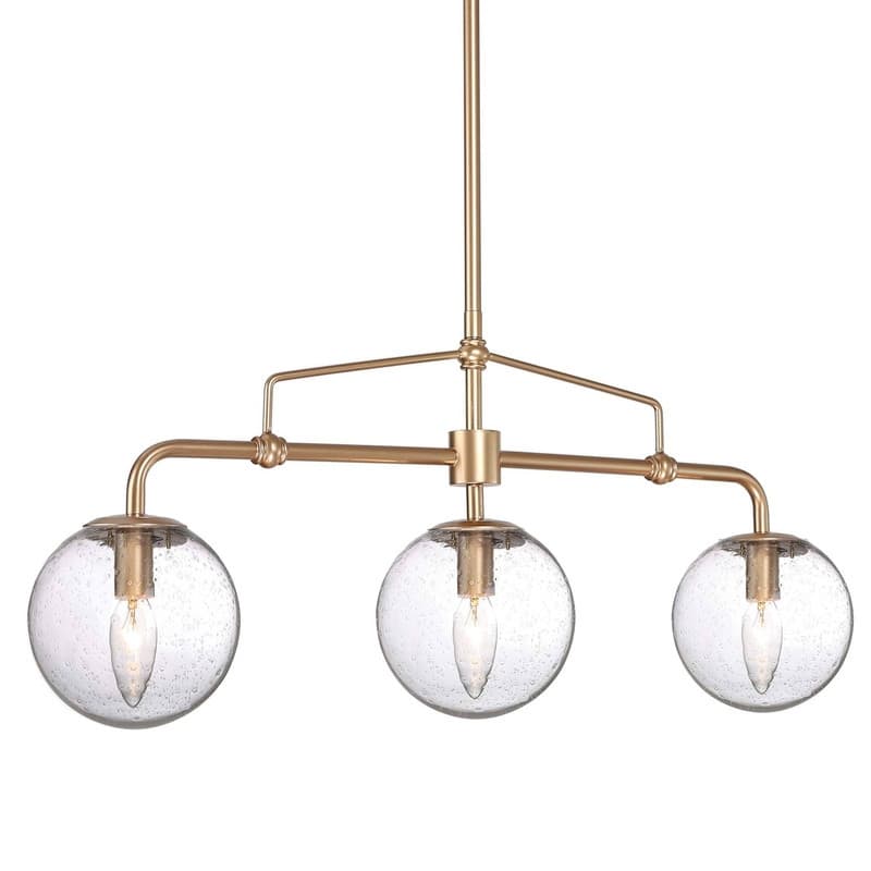 Mid-century Modern Glass Globe Linear Chandelier 3-light Orb Kitchen Islands Lights - L26"x W5.5"x H 12"