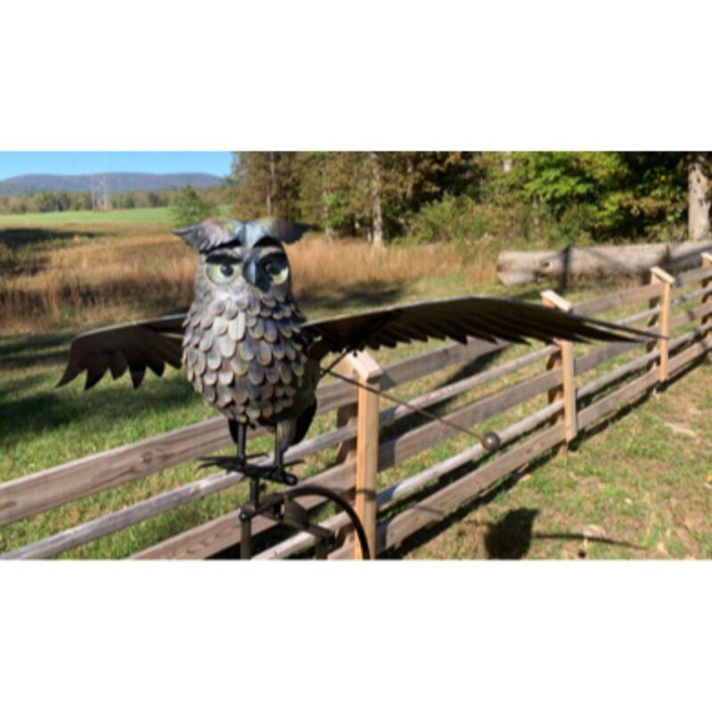 86" Black and Gray Realistic Antique Style Owl Rocker