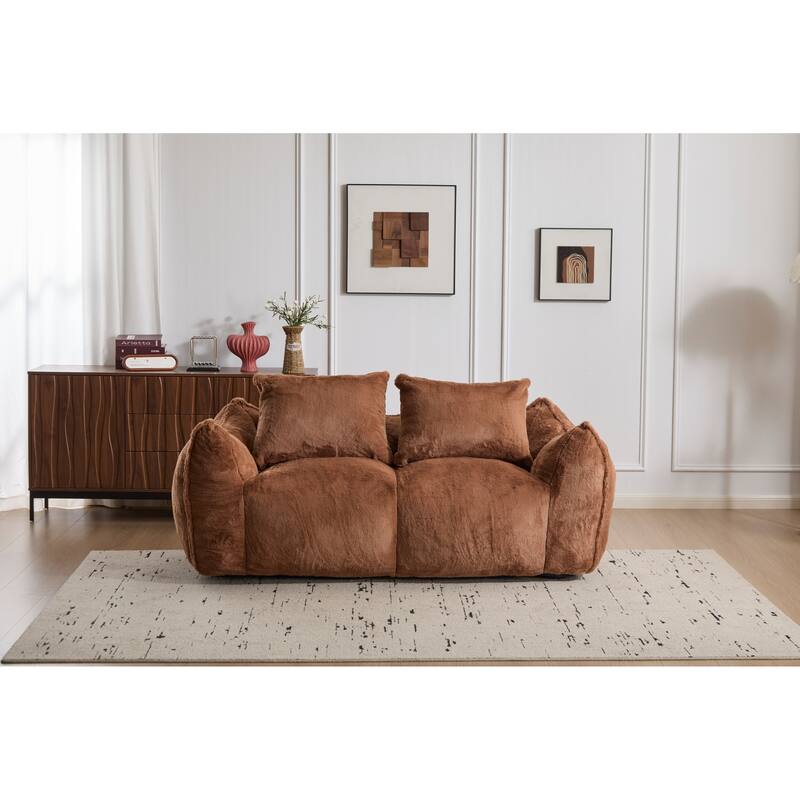 Oversized Bean Bag Sofa Reading Chair, 2-Seater Giant Bean Bag Couch with Pillows, Loveseat Chaise Lounge Sofa Chair