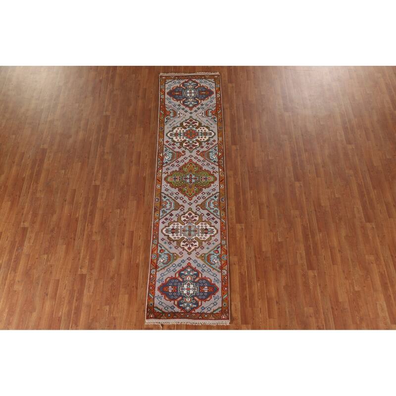 Geometric Kazak Indian Runner Rug Hallway Handmade Wool Carpet - 2'6"x 10'3"