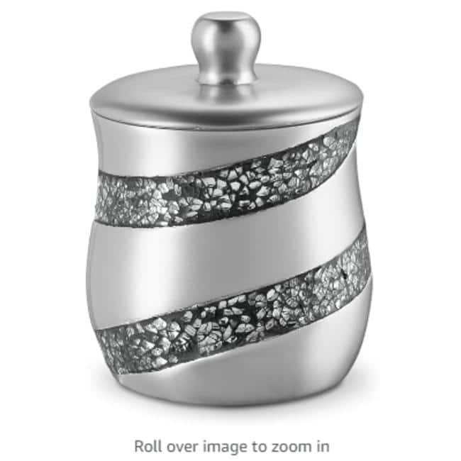 Creative Scents Silver Mosaic Qtip Holder - Gray - Gray
