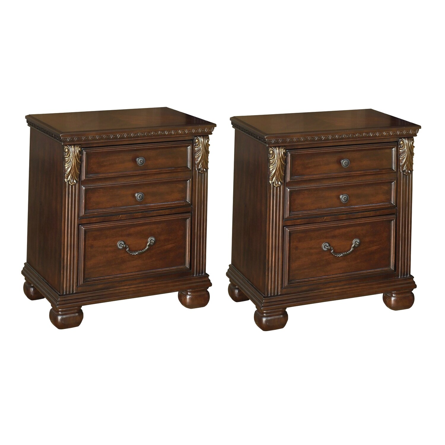 Shop Ashley Leahlyn Two Drawer Night Stand Warm Brown 2 Pack Overstock 15667668