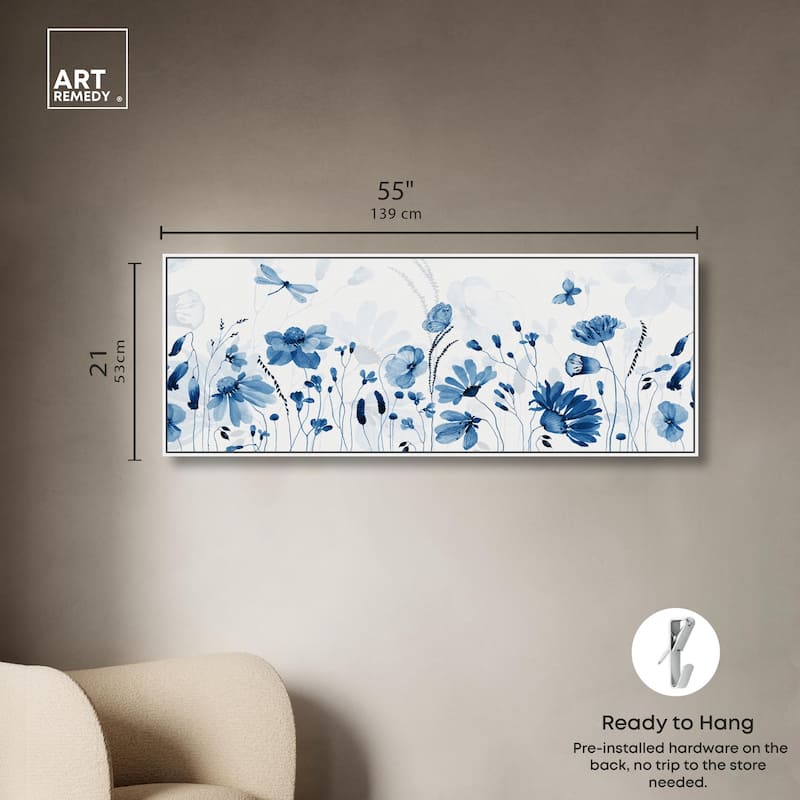 Blue Floral Spring Panoramic Canvas by Art Remedy
