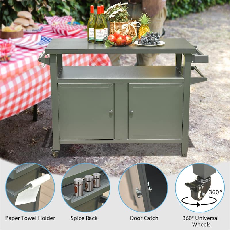 Grill Carts Outdoor Storage Cabinet with Wheels