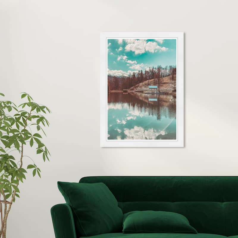 Wynwood Studio Prints Floral and Botanical Lake Blackberry Farm Blue and Modern & Contemporary Wall Art Canvas Print - White