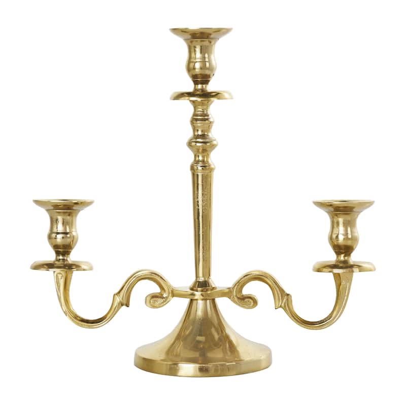 Aluminum Metal Scrolled Candelabra - Gold or Silver - Roche River Decor
