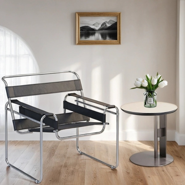 Momei Mid-Century Modern Saddle Leather Accent Chair with