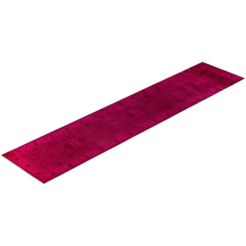 Overdyed One-of-a-Kind Hand-Knotted Area Rug - Purple - 3' 1" x 14' 10"