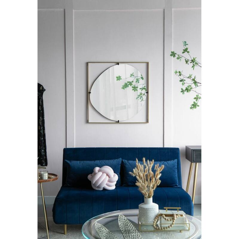 Abstract Wall Mirror with Square Frame - 32" - Gold