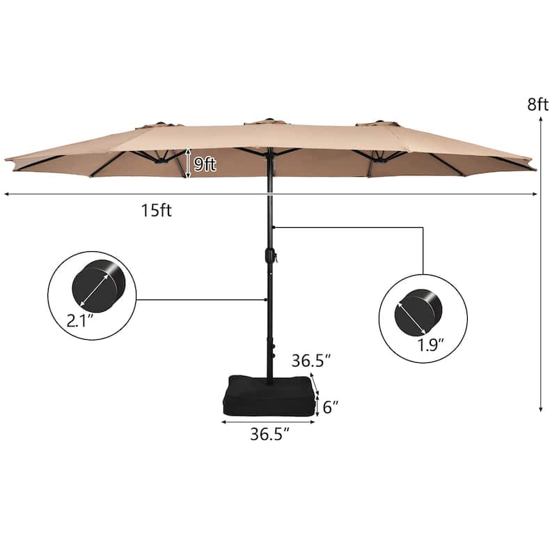 Costway 15FT Double-Sided Twin Patio Umbrella Outdoor Market with - See Details