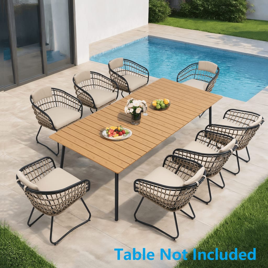 Outdoor Wicker Chairs Patio Dining Chairs Cushioned PE Rattan Seating Set